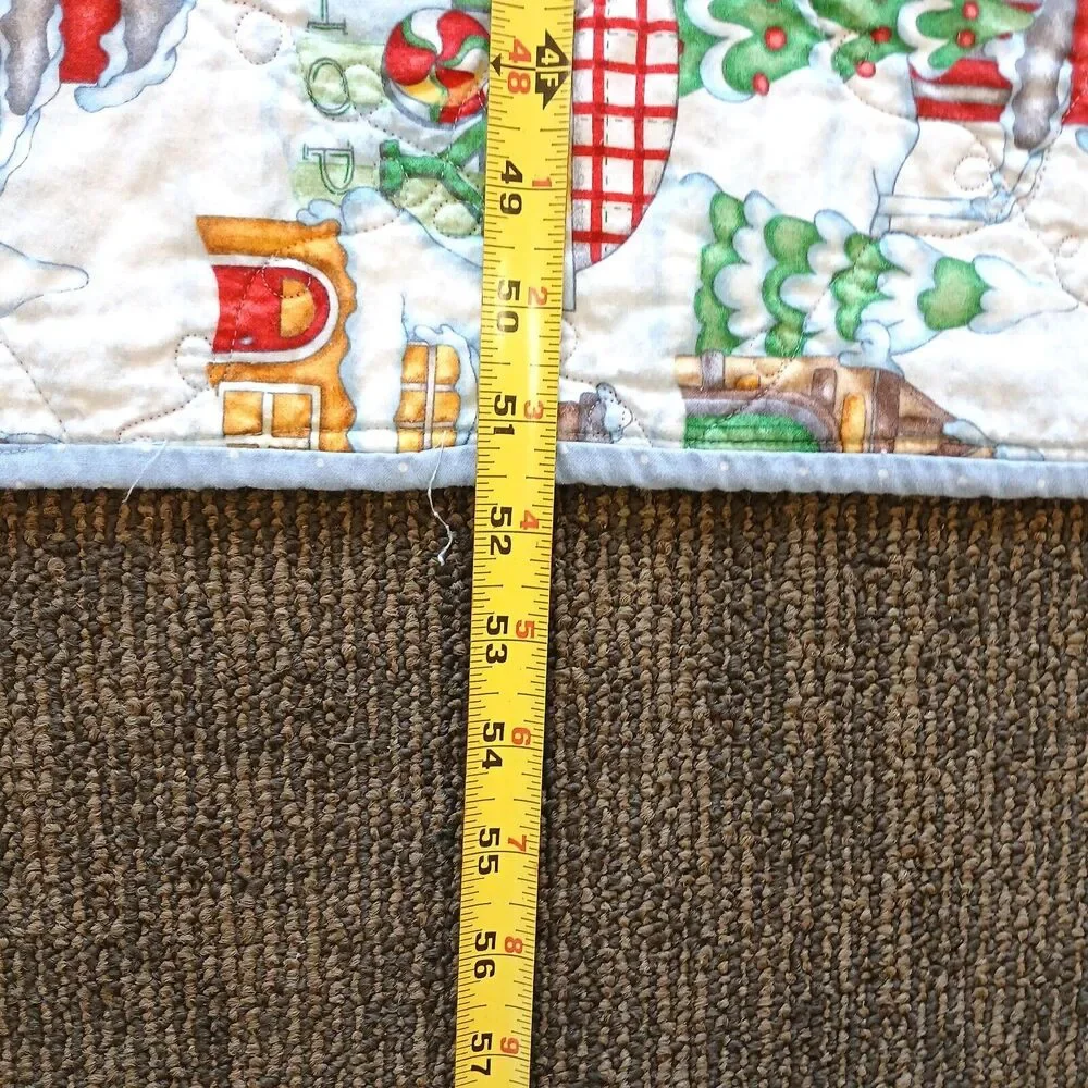 Handmade Christmas Holiday Quilted Snow Village Blanket Approx. 52